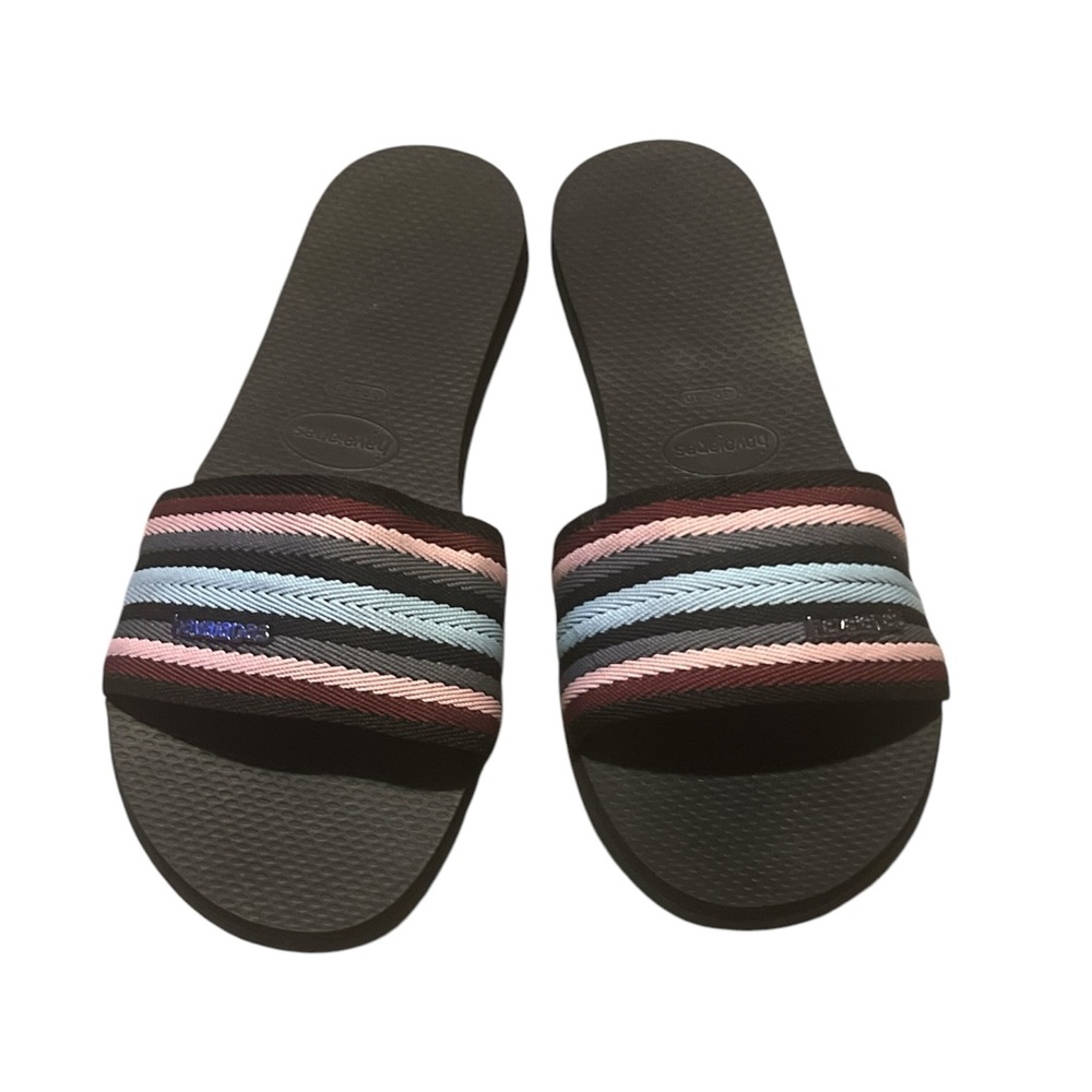 Havaianas You Malta Mix Striped Slide Sandals Size 9/10